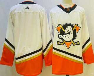 Mens Anaheim Ducks Blank White 2022 Reverse Retro Authentic Jersey->anaheim ducks->NHL Jersey